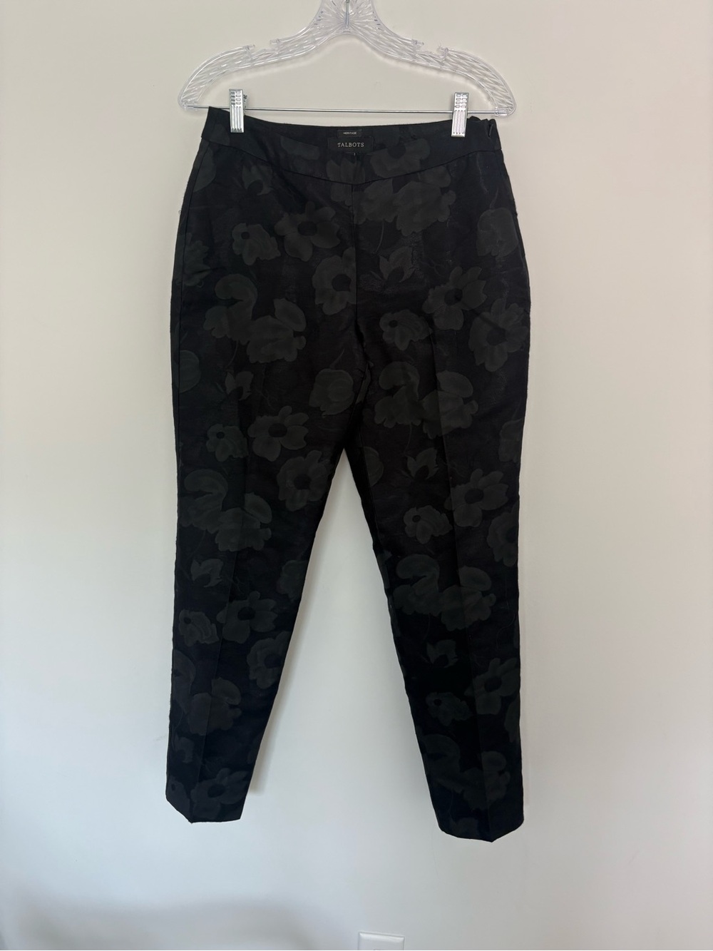 NWT Talbots Black Silver Floral Heritage Dress Pants Size 4